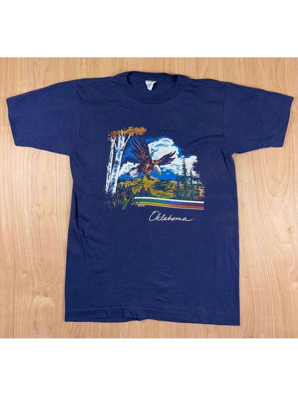Vintage 80s Oklahoma tshirt Single Stitch Eagle Mountains Trees Nature